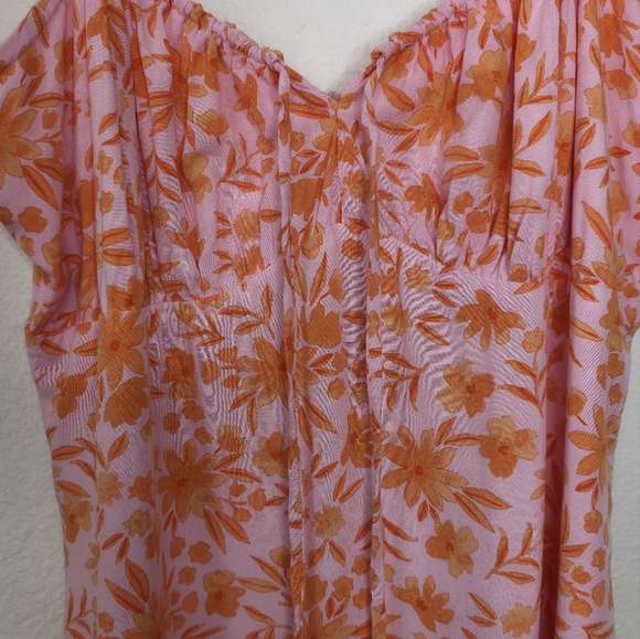 Stillwater Women's Floral Pink And Orange Dress, Size Medium - Picture 3 of 6